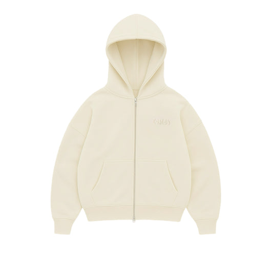 EMBROIDERED ZIP HOODIE BEIGE